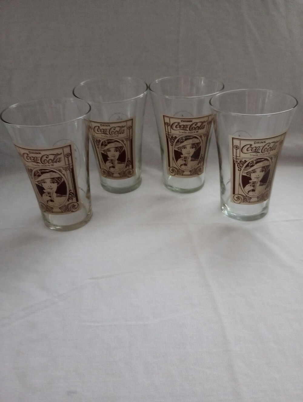 Libbey Coca Cola Victorian Lady Flair Glasses-Set of 4